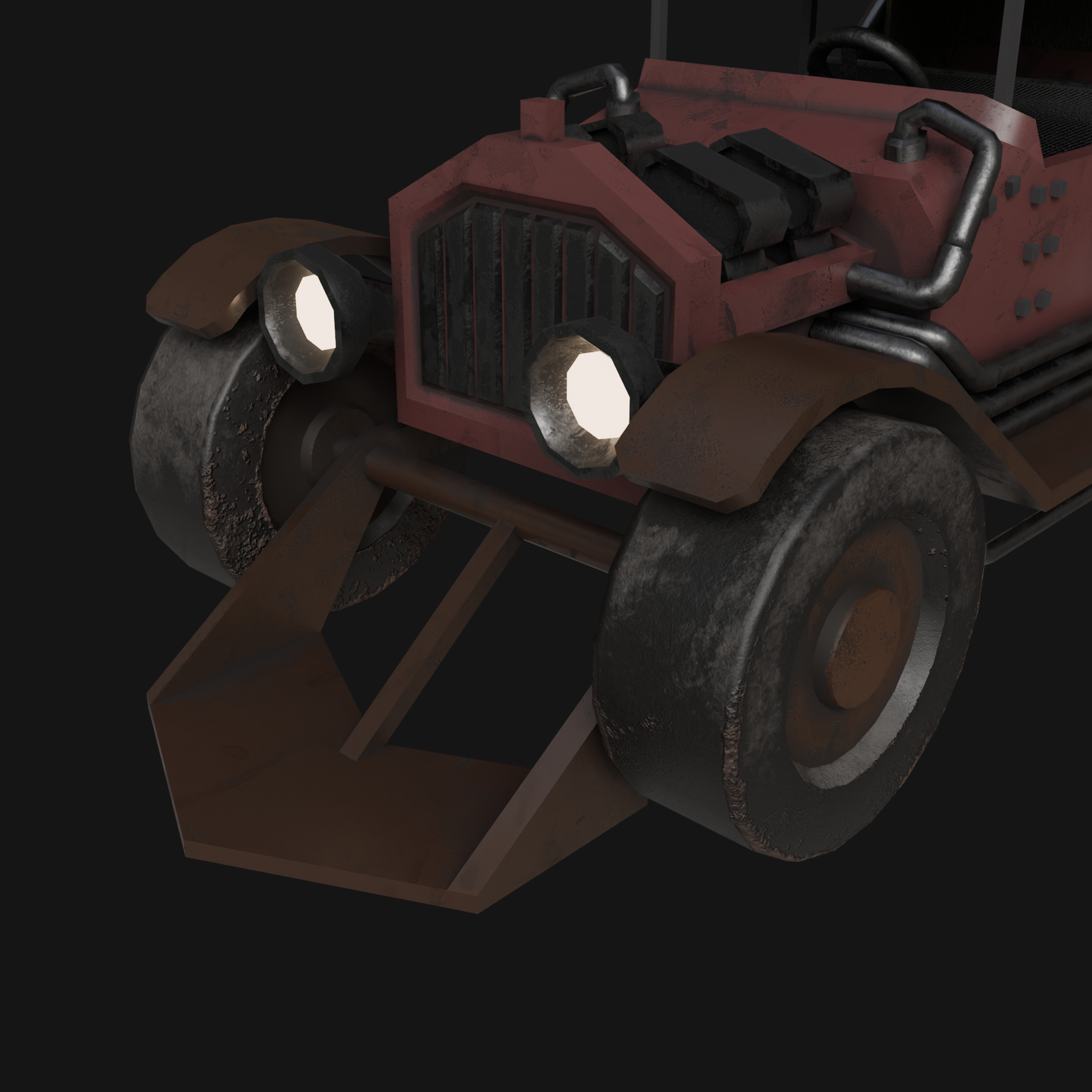 Steampunk - Low Poly 3D Car Model Low-poly 3D model_1