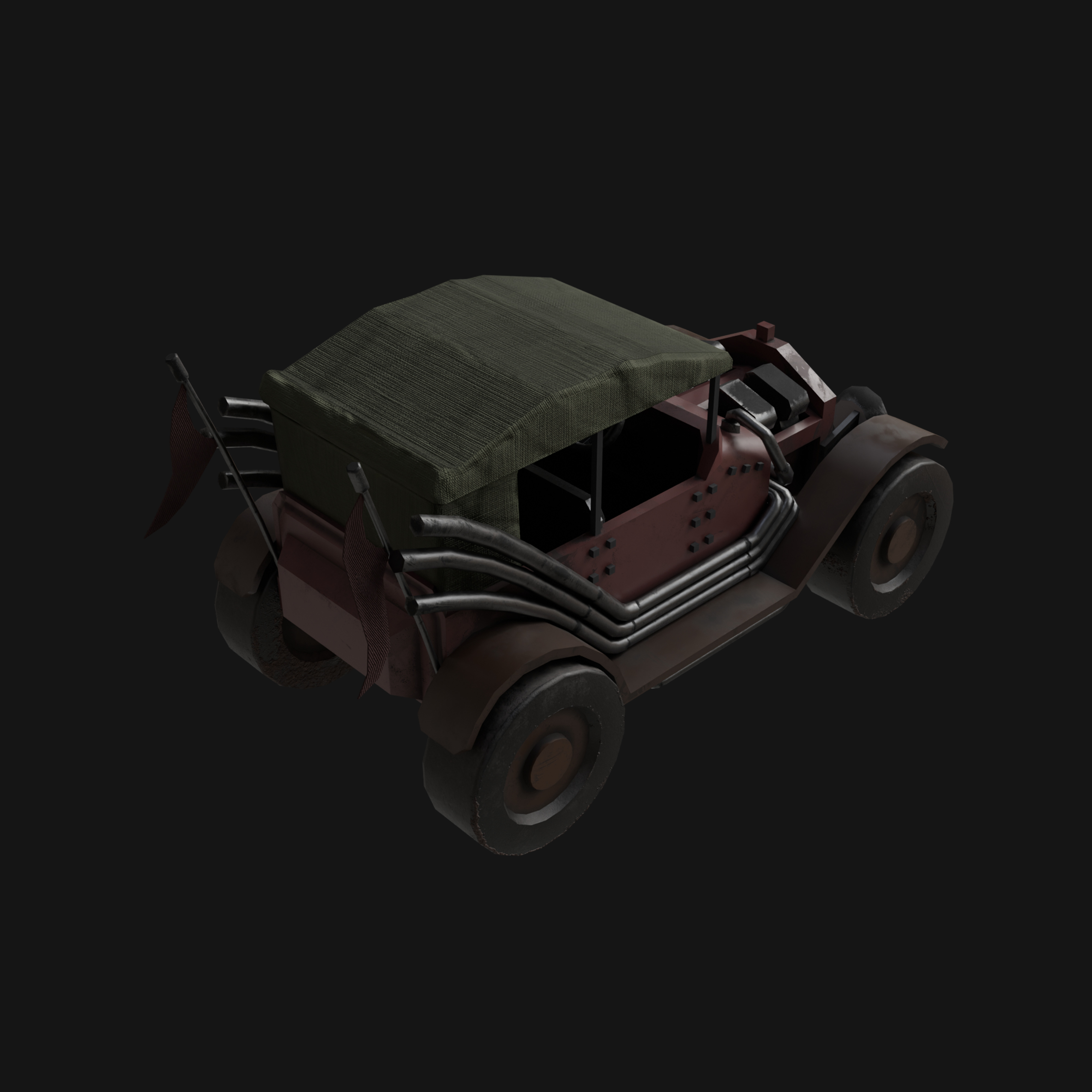 Steampunk - Low Poly 3D Car Model Low-poly 3D model_3