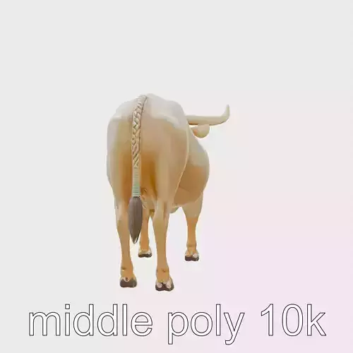 Majestic Bull with Detailed Horns and Realistic Skin Texture Low-poly 3D model
