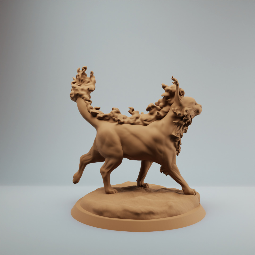 Elemental Magic Fire Cat - Pre supported 3D print model_5