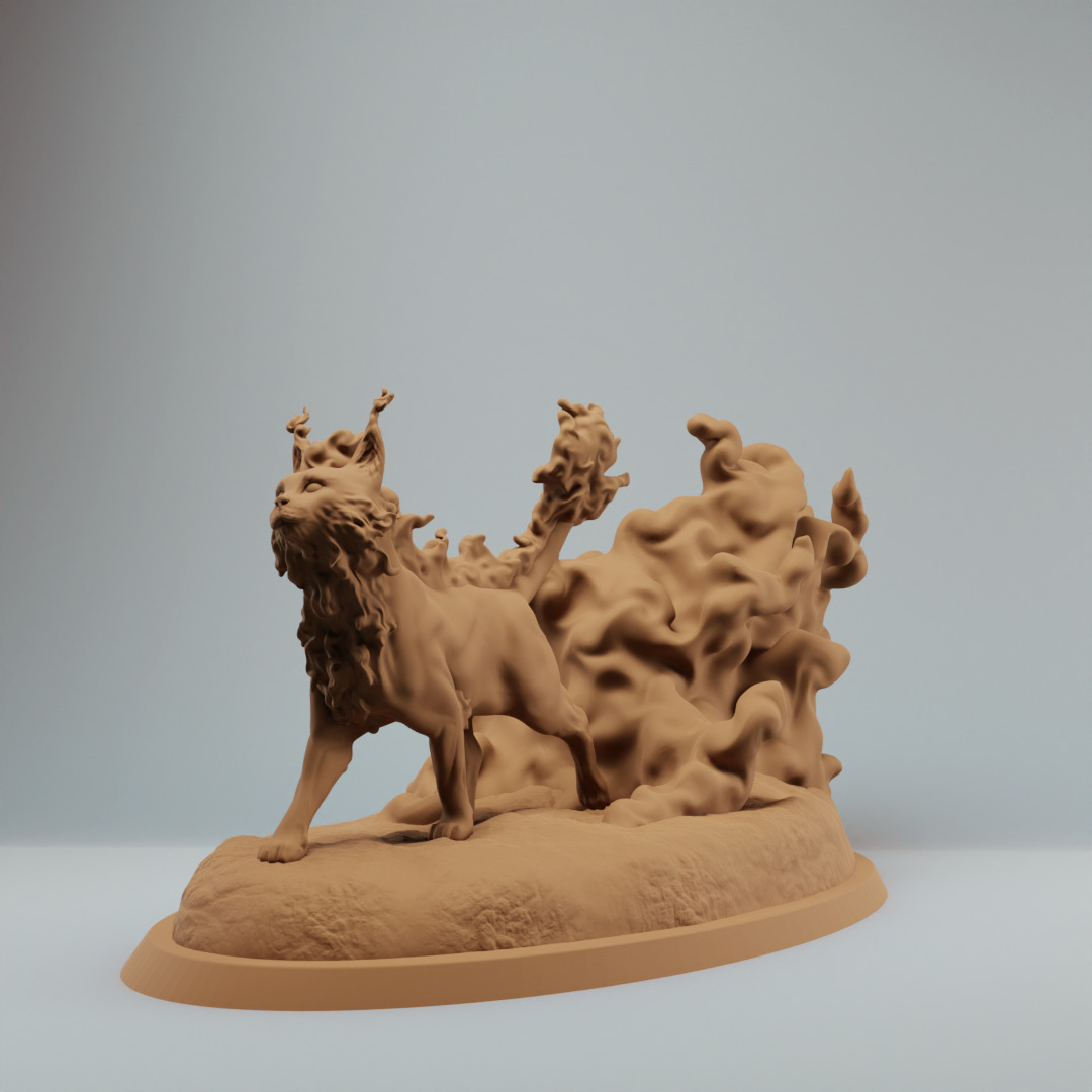 Elemental Magic Fire Cat - Pre supported 3D print model_2