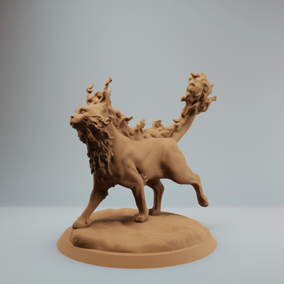 Elemental Magic Fire Cat - Pre supported 3D print model_3