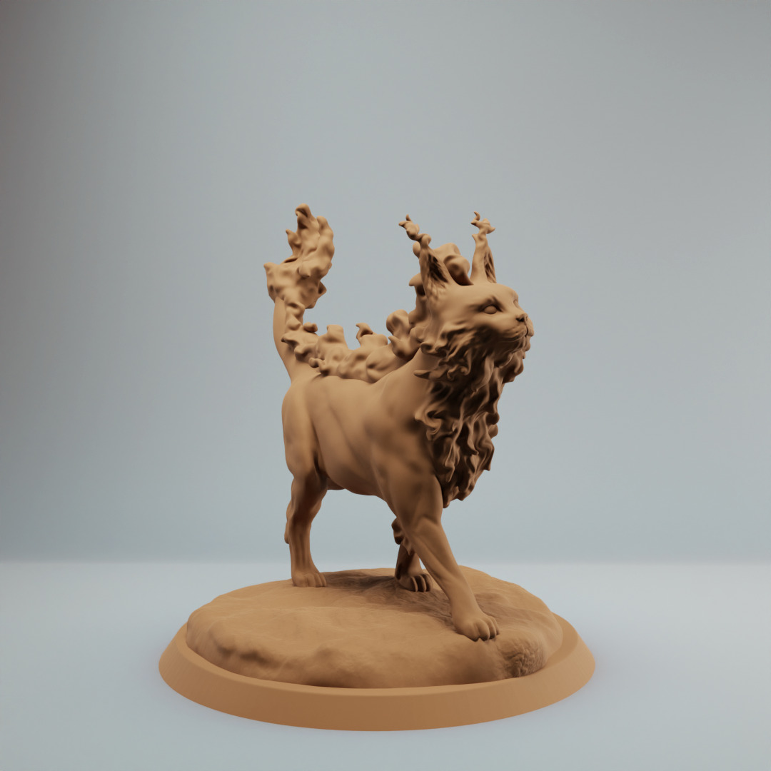 Elemental Magic Fire Cat - Pre supported 3D print model_4