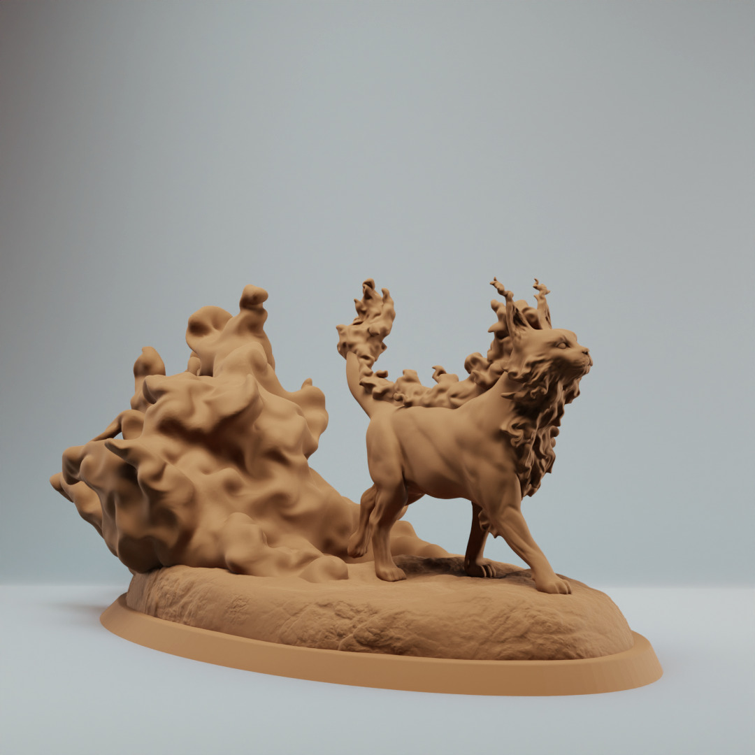 Elemental Magic Fire Cat - Pre supported 3D print model_1