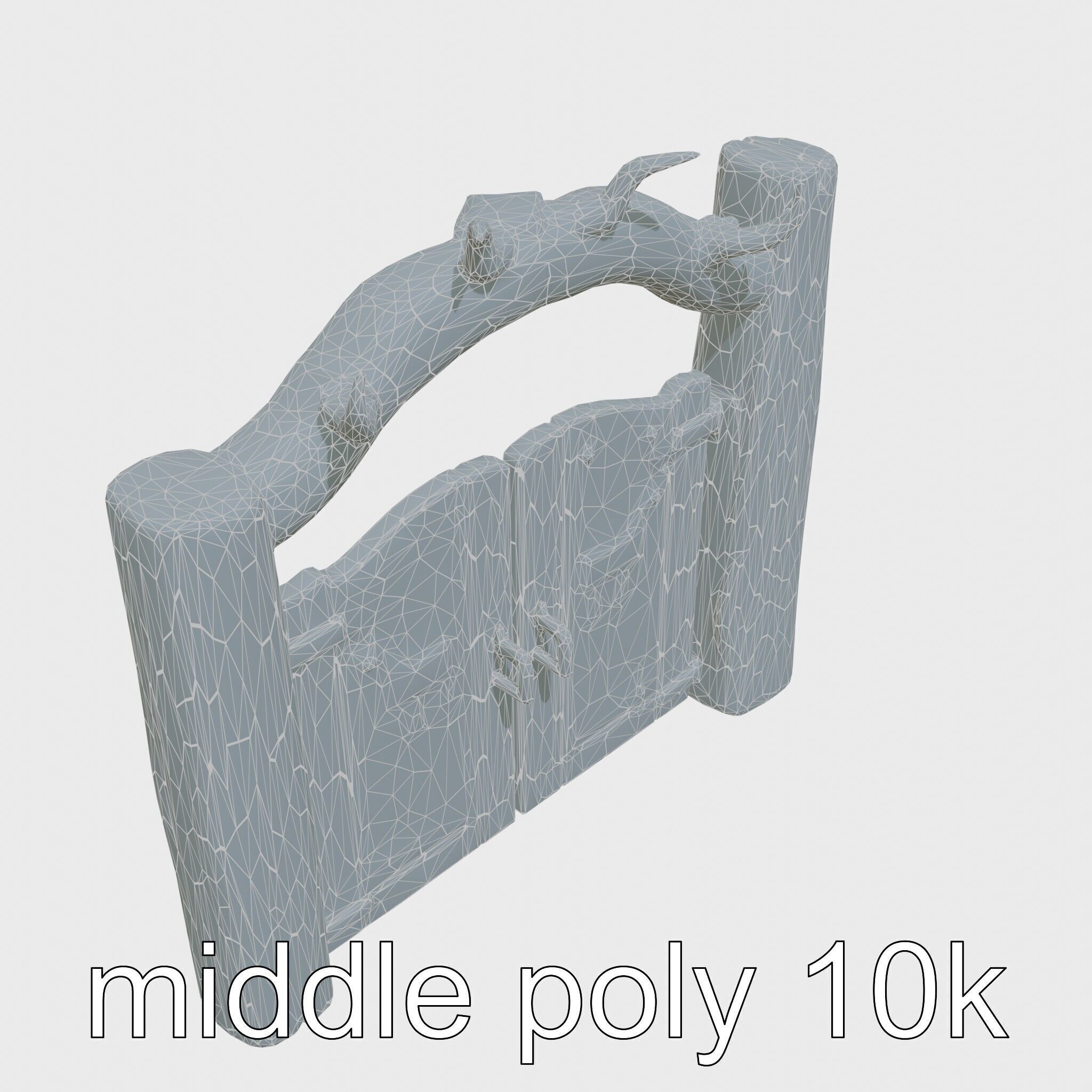 Rustic Aged Wooden Ranch Gate with Longhorn Motifs Low-poly 3D model_33
