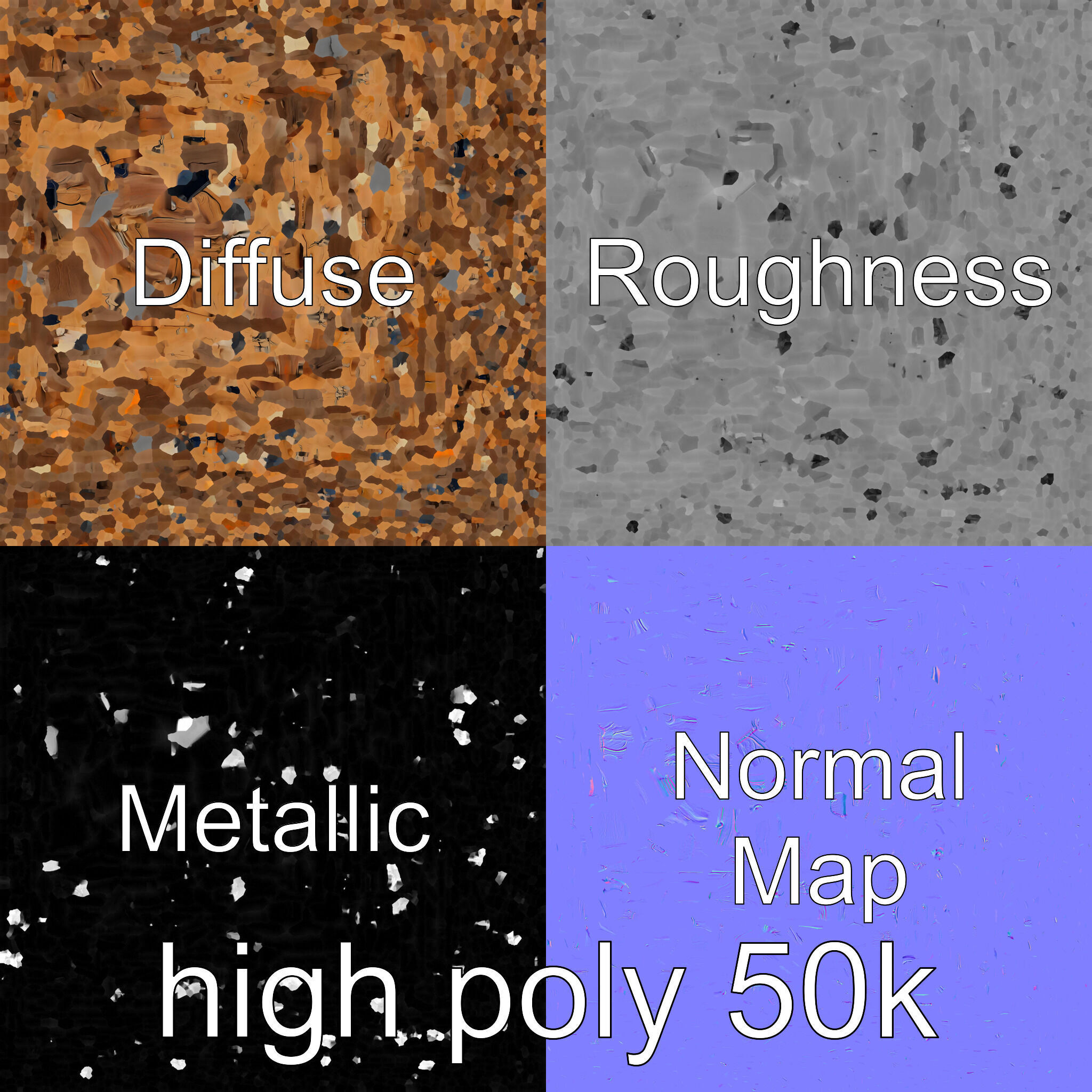 Rustic Aged Wooden Ranch Gate with Longhorn Motifs Low-poly 3D model_19