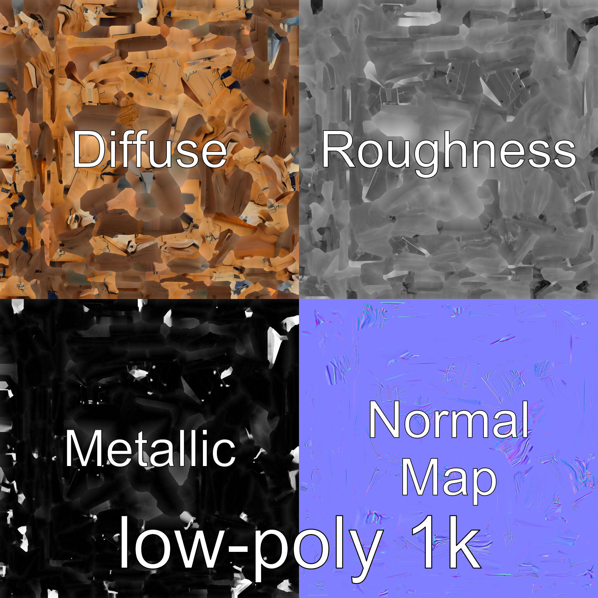 Rustic Aged Wooden Ranch Gate with Longhorn Motifs Low-poly 3D model_4