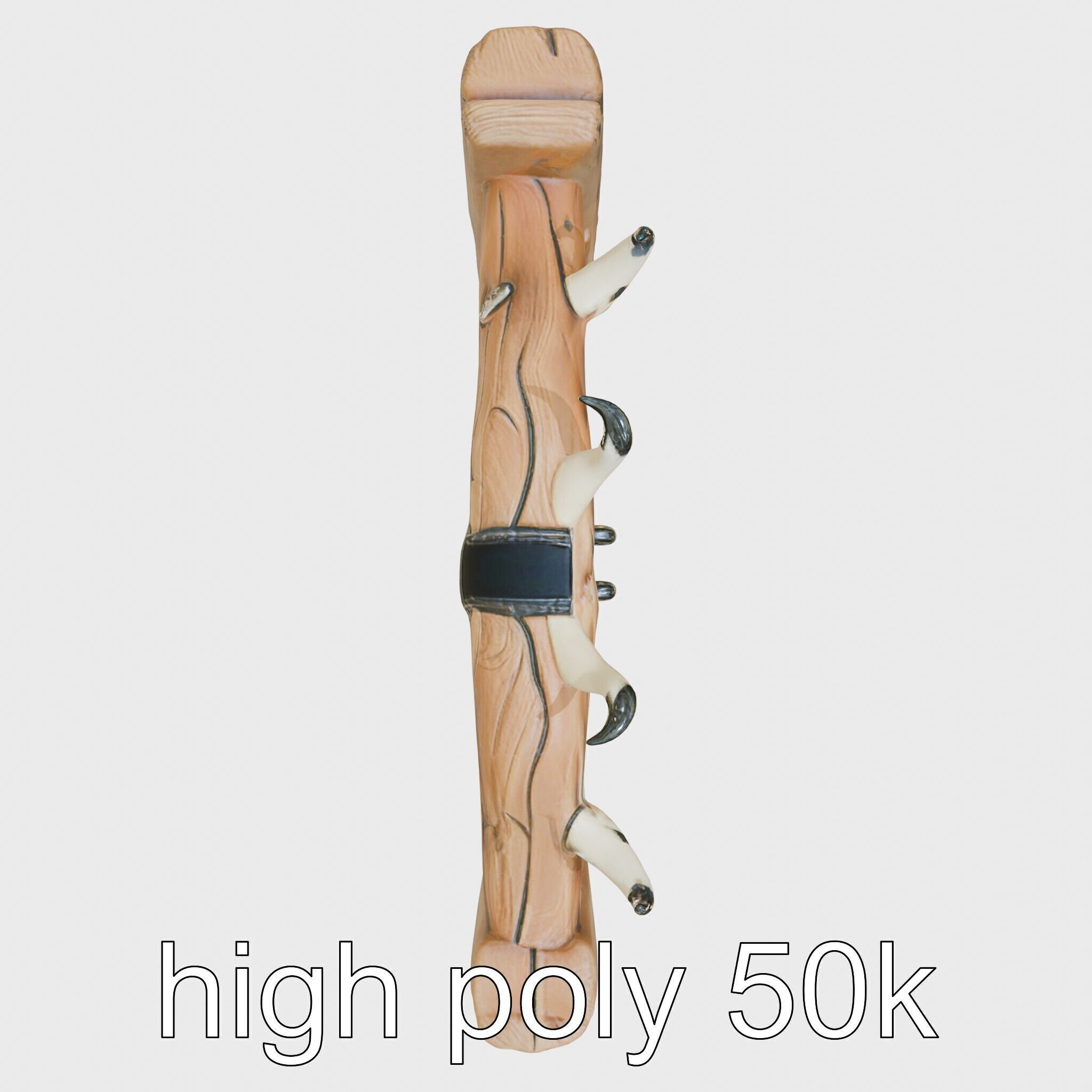 Rustic Aged Wooden Ranch Gate with Longhorn Motifs Low-poly 3D model_17