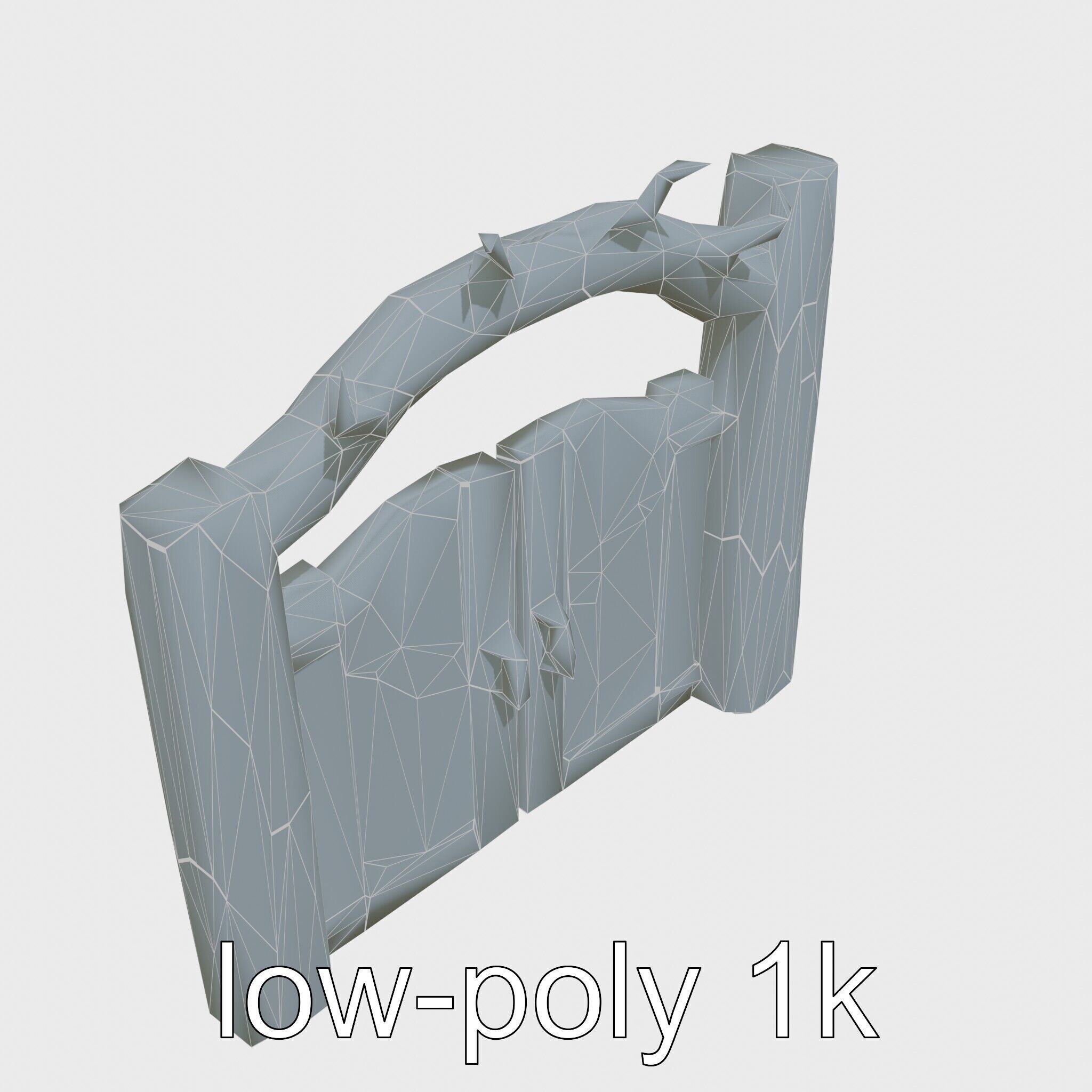 Rustic Aged Wooden Ranch Gate with Longhorn Motifs Low-poly 3D model_16