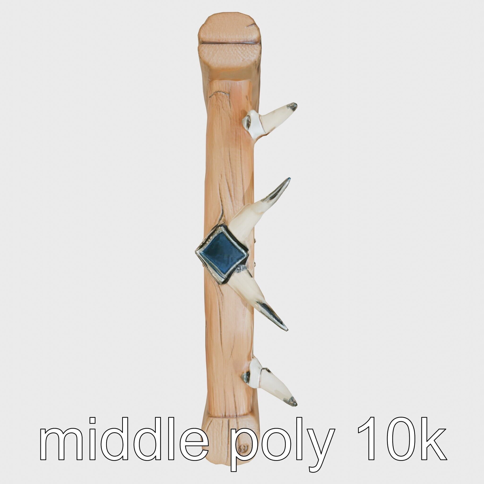 Rustic Aged Wooden Ranch Gate with Longhorn Motifs Low-poly 3D model_27