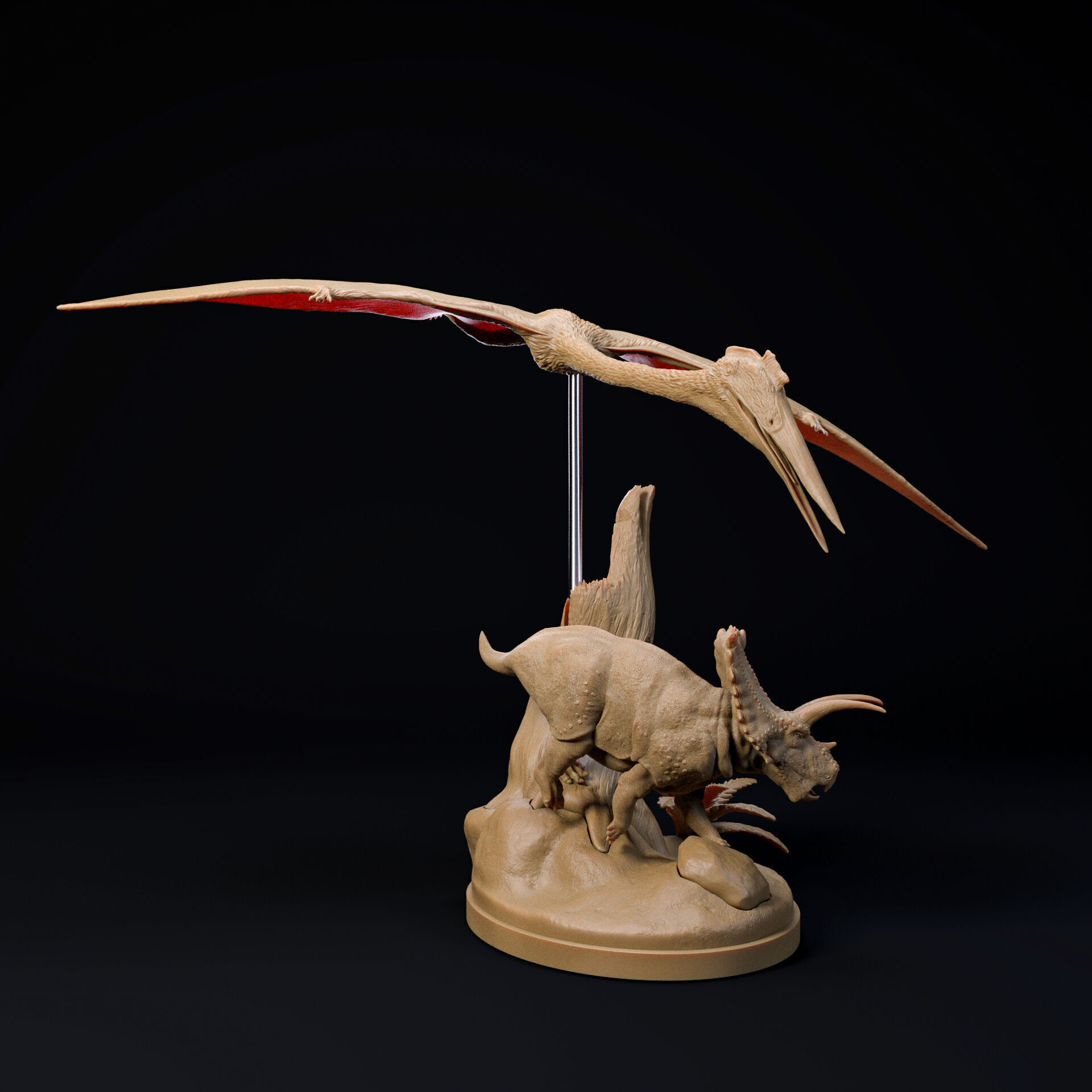 Quetzalcoatlus flying over 1-35 scale pre-supported pterosaur 3D print model_5