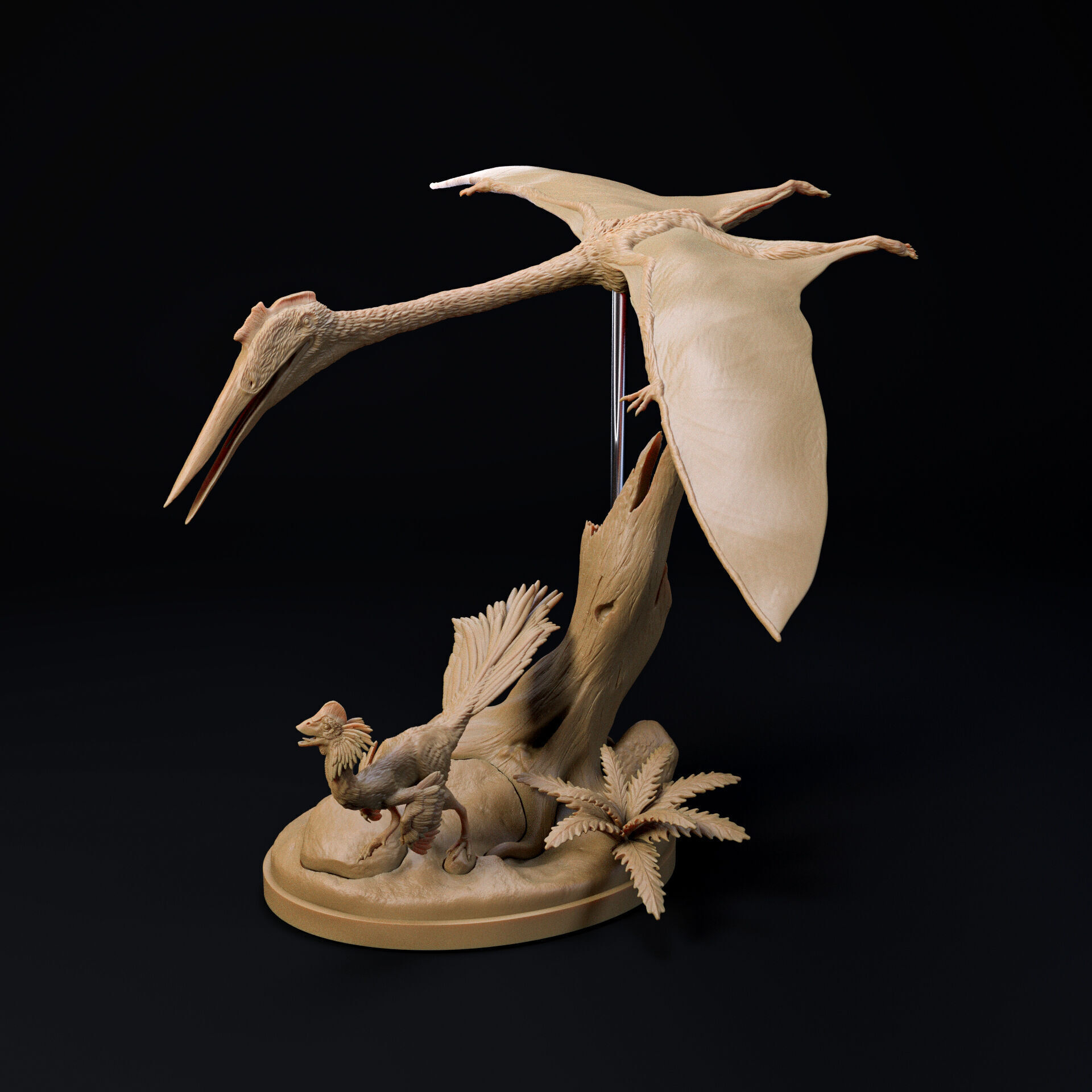 Quetzalcoatlus flying over 1-35 scale pre-supported pterosaur 3D print model_1