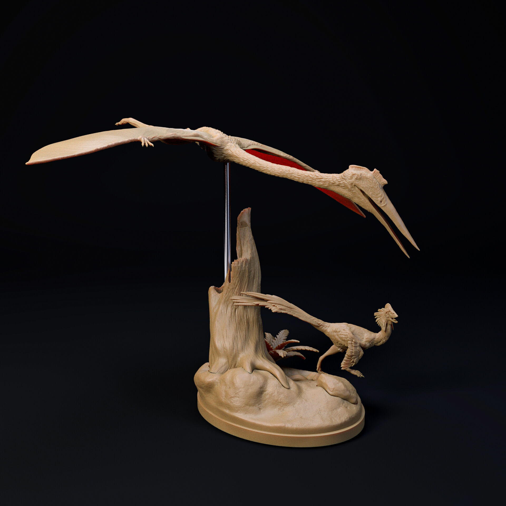 Quetzalcoatlus flying over 1-35 scale pre-supported pterosaur 3D print model_3