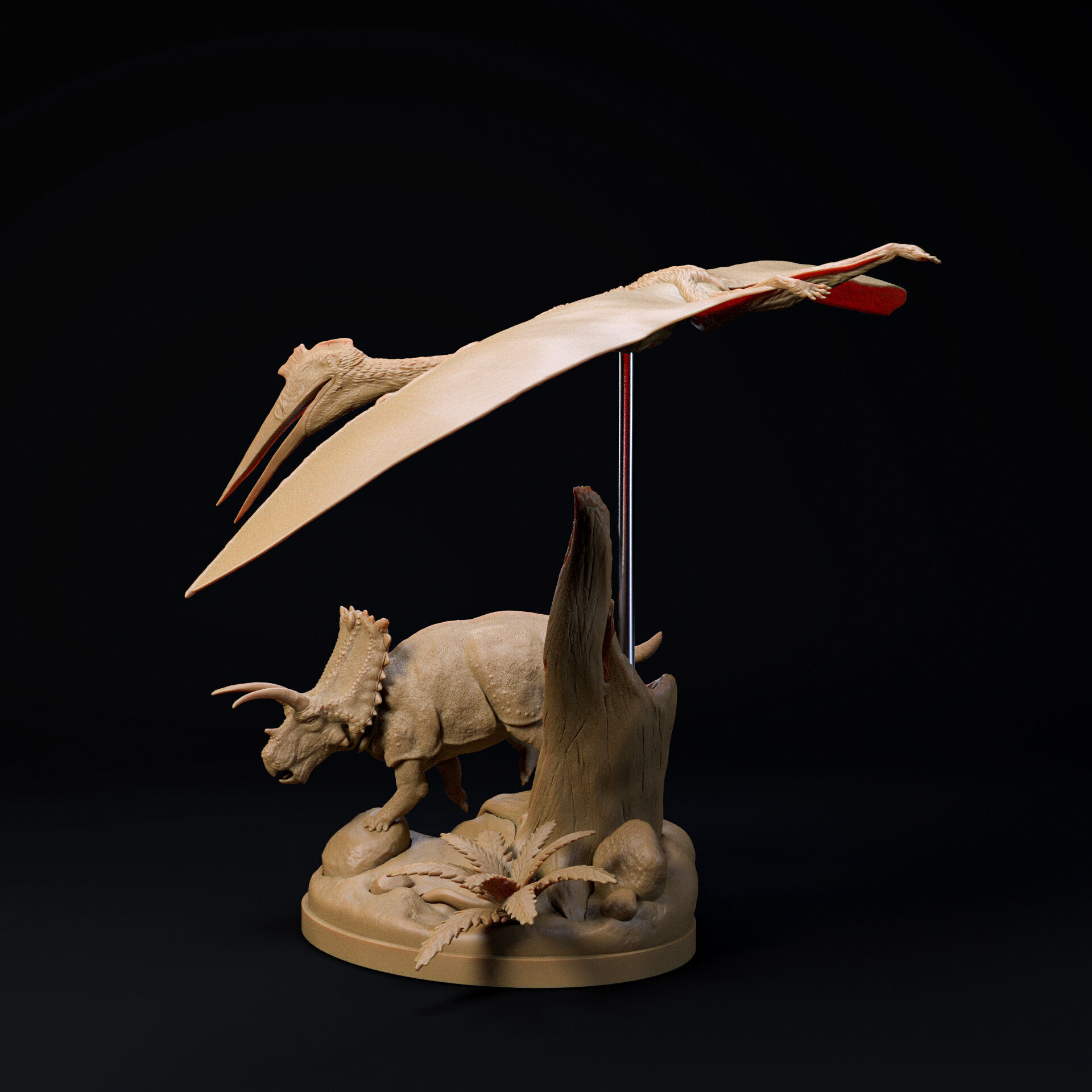 Quetzalcoatlus flying over 1-35 scale pre-supported pterosaur 3D print model_6