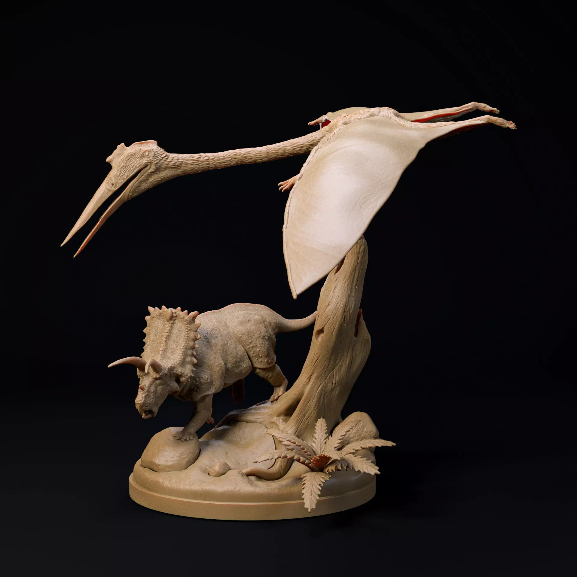 Quetzalcoatlus flying over 1-35 scale pre-supported pterosaur 3D print model_0