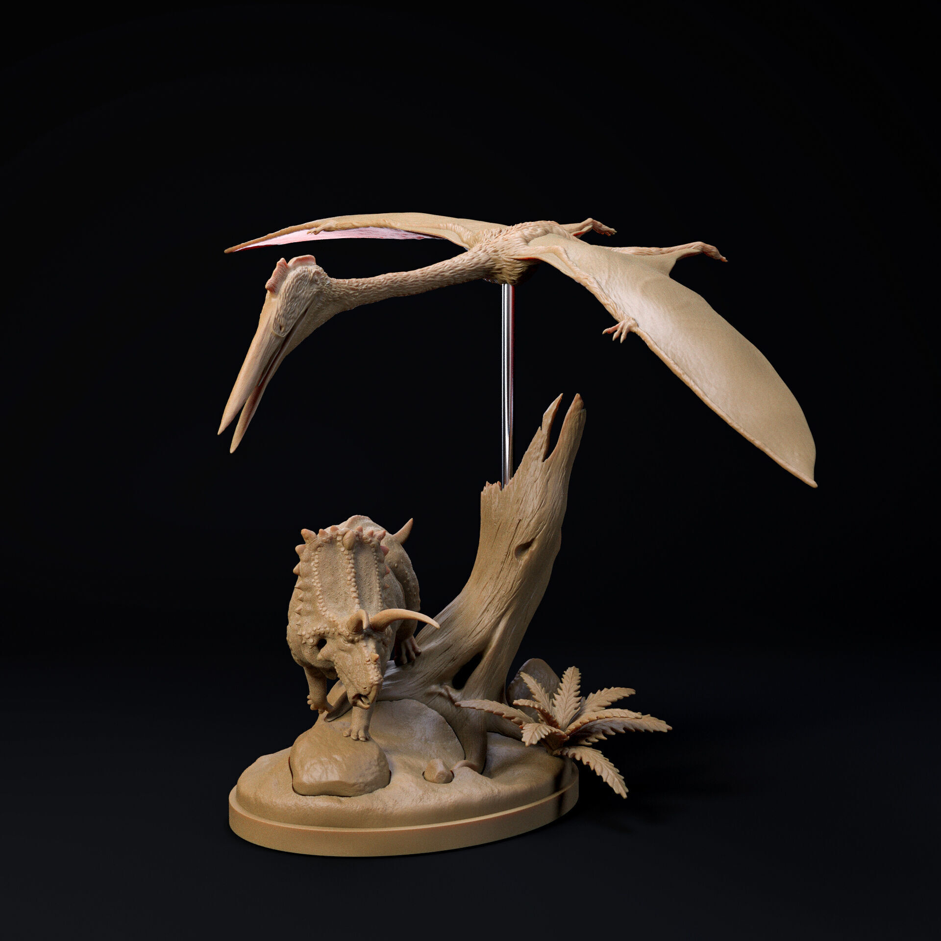 Quetzalcoatlus flying over 1-35 scale pre-supported pterosaur 3D print model_4