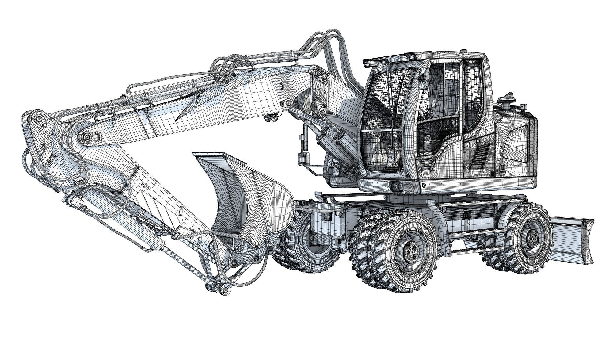 Construction Wheeled Excavator 3D model_15