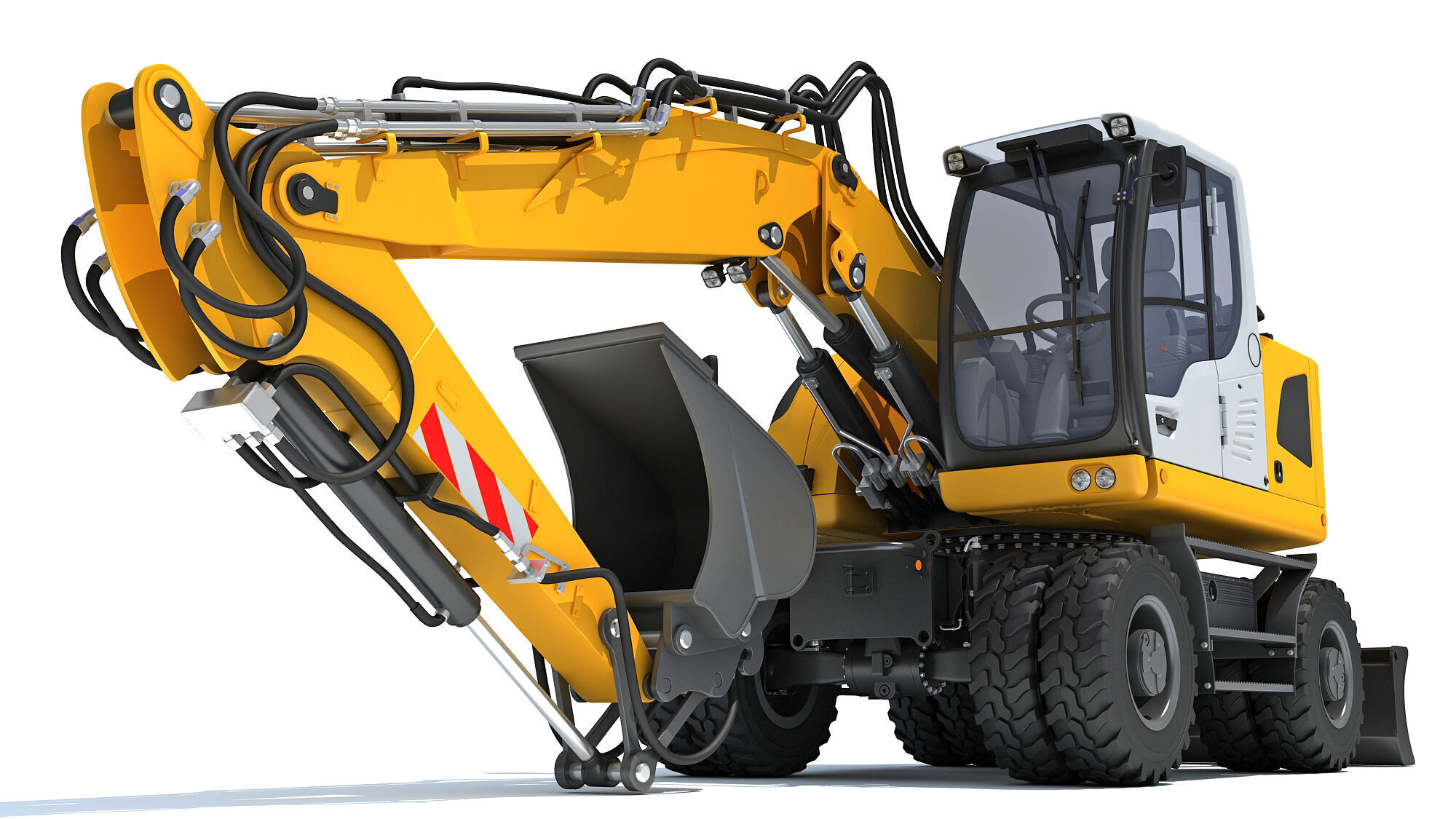Construction Wheeled Excavator 3D model_11