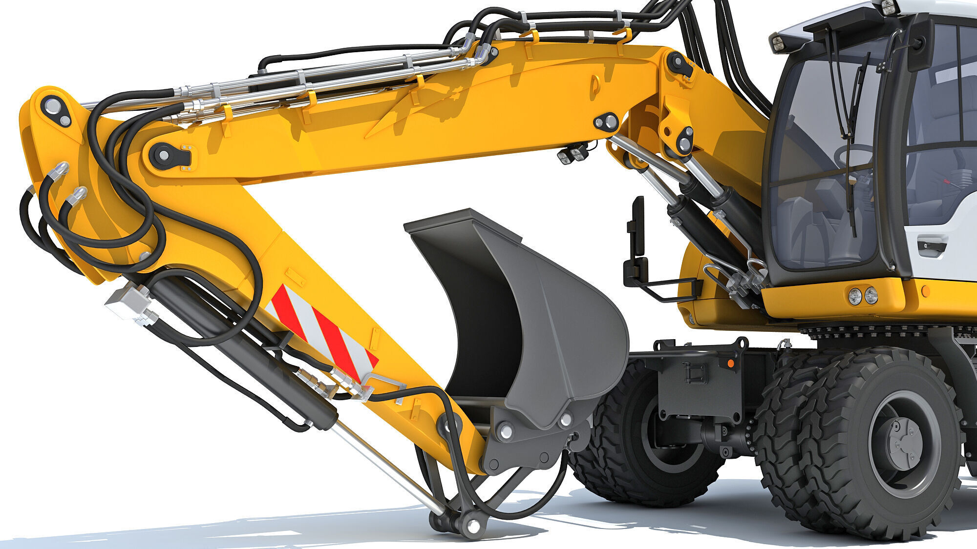 Construction Wheeled Excavator 3D model_12