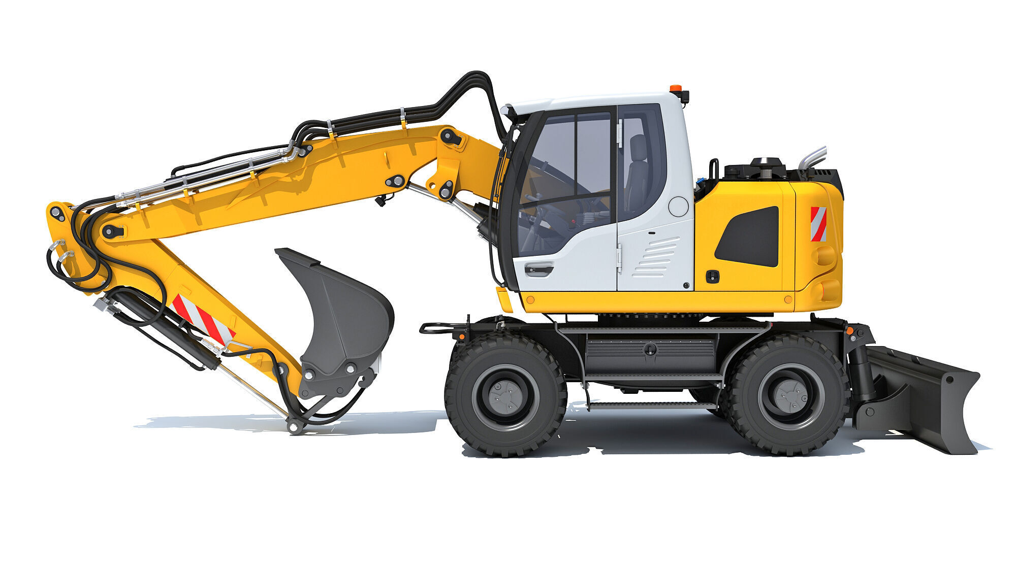 Construction Wheeled Excavator 3D model_1