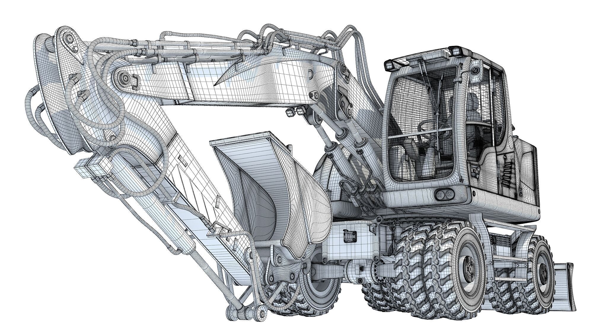 Construction Wheeled Excavator 3D model_19