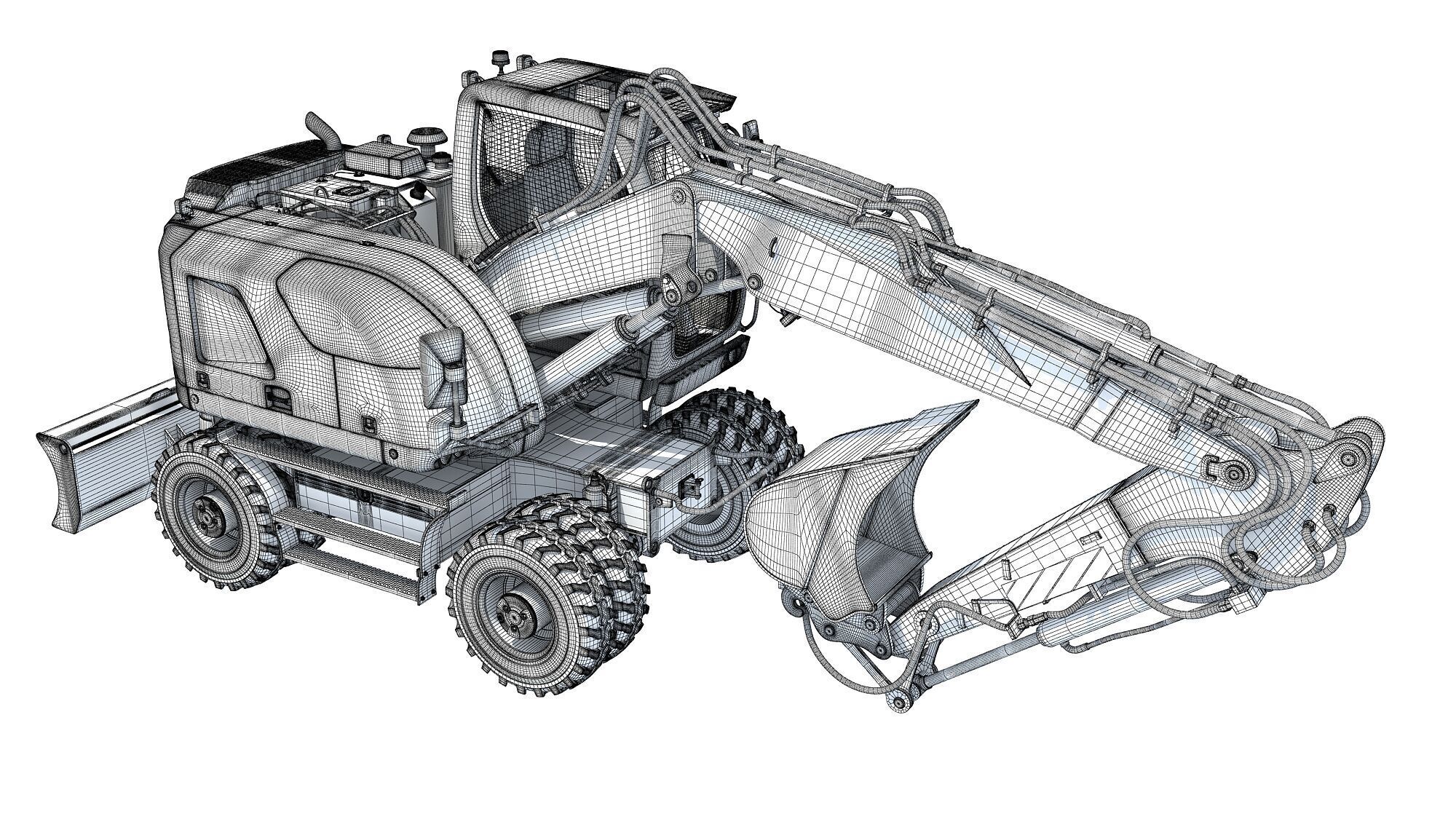 Construction Wheeled Excavator 3D model_18