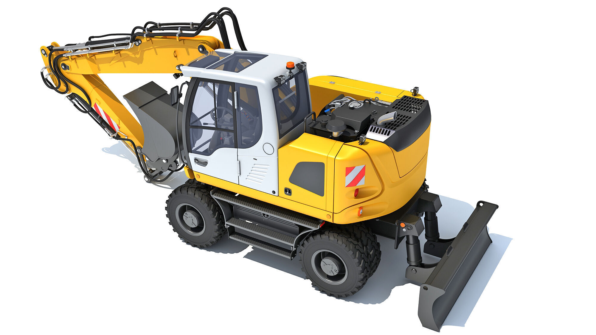 Construction Wheeled Excavator 3D model_3