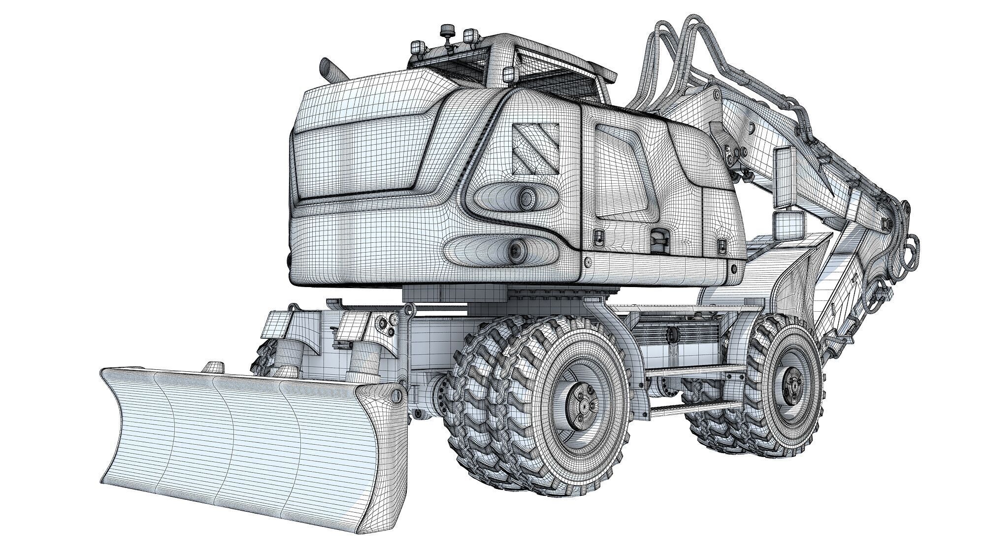 Construction Wheeled Excavator 3D model_17