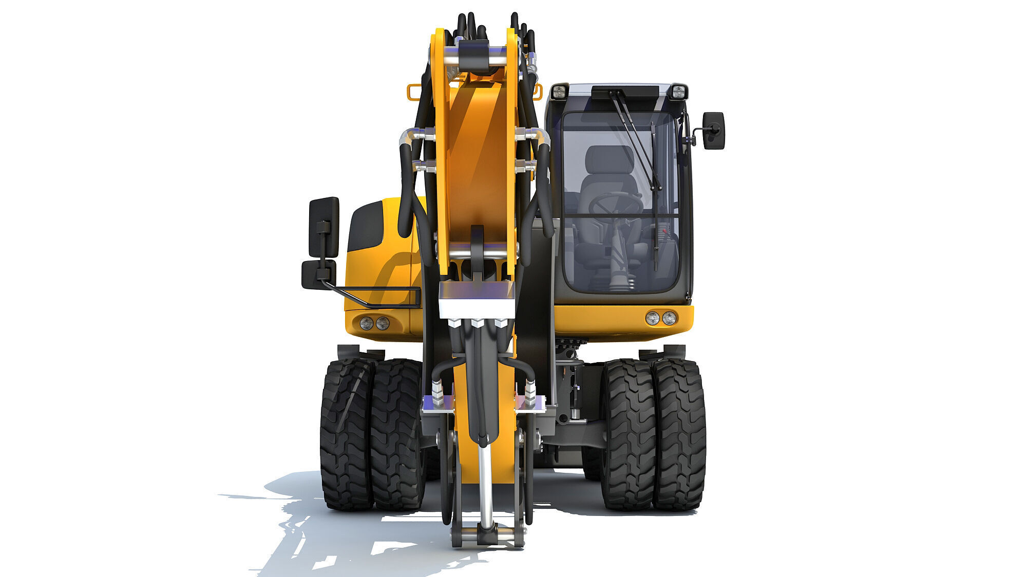 Construction Wheeled Excavator 3D model_10