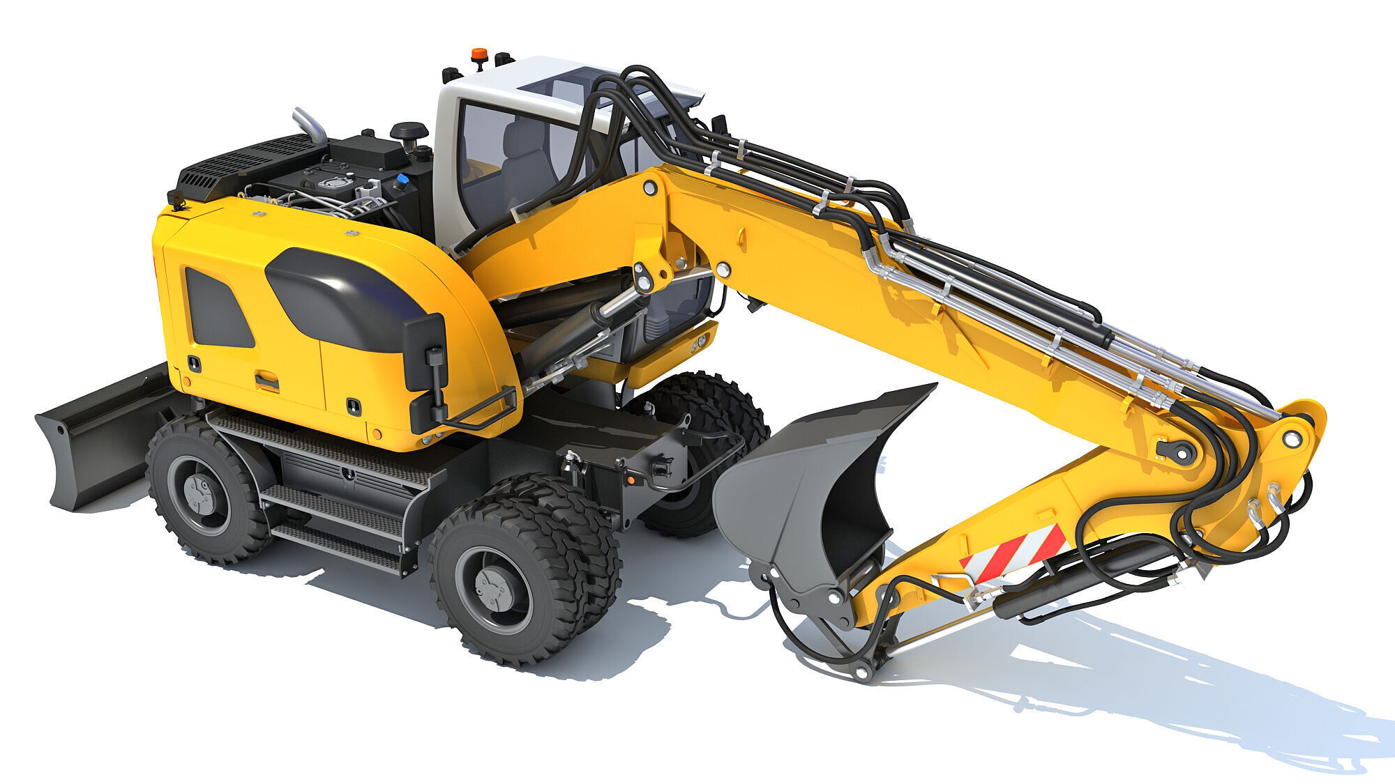 Construction Wheeled Excavator 3D model_7