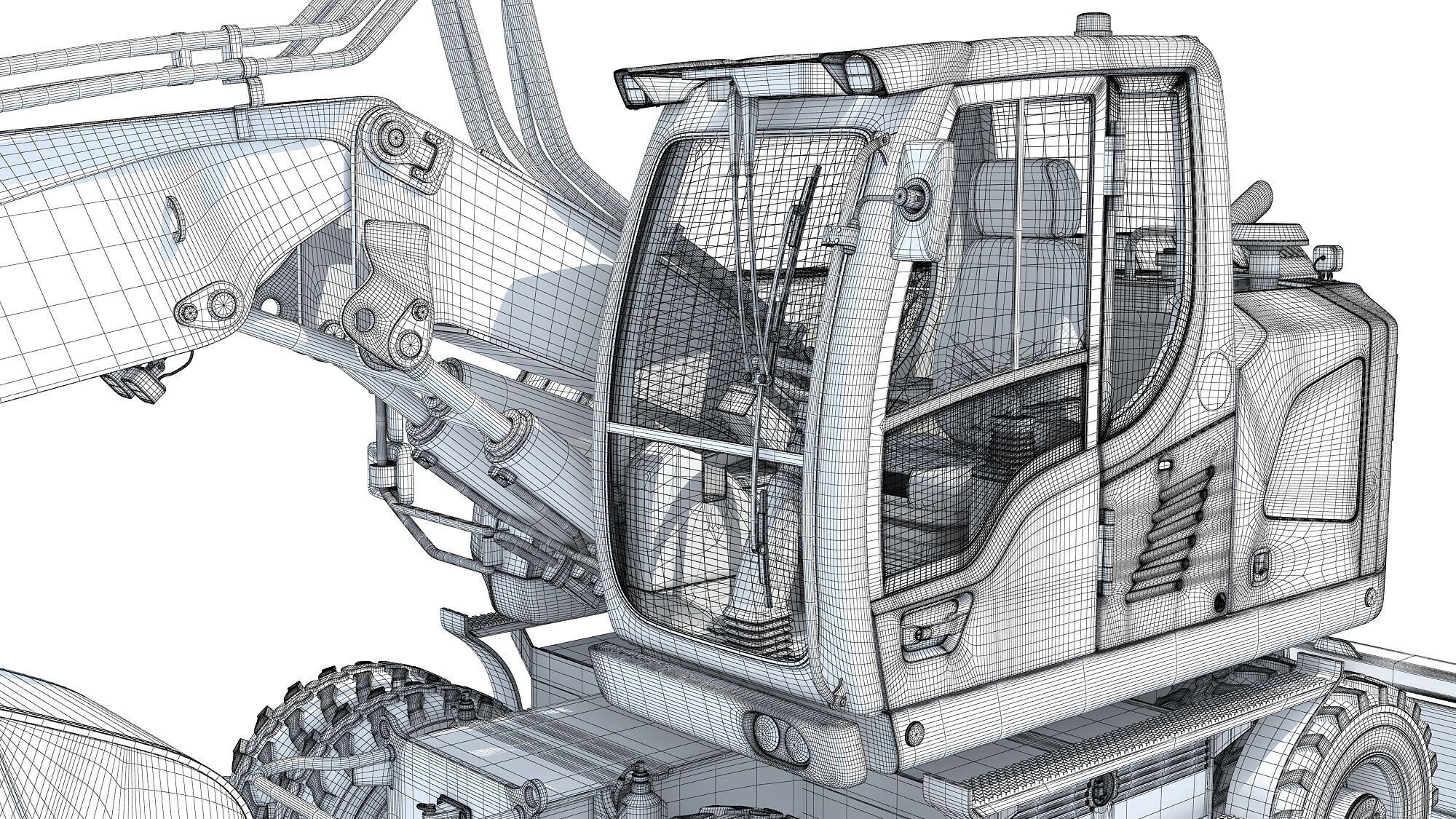 Construction Wheeled Excavator 3D model_20