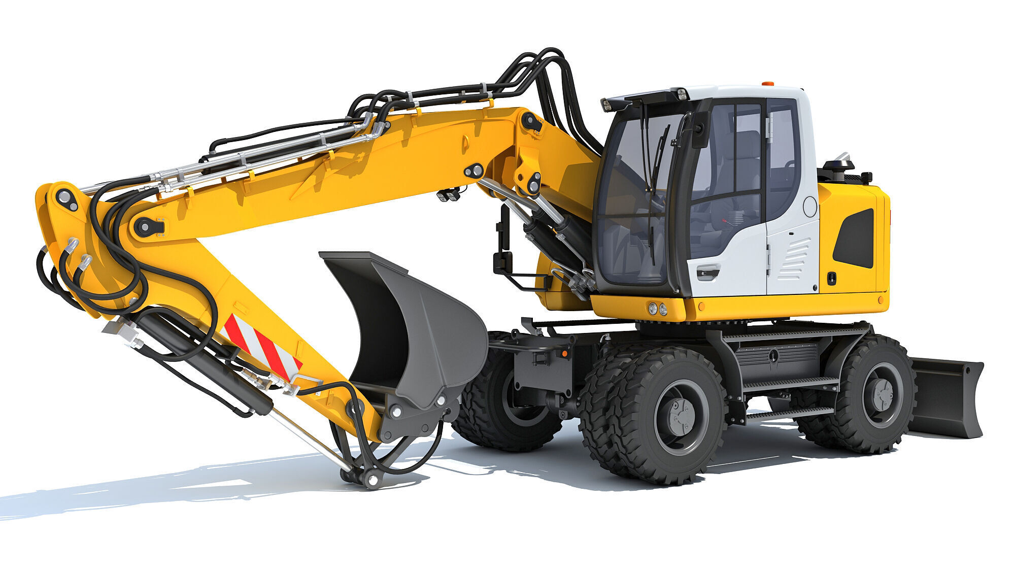 Construction Wheeled Excavator 3D model_9