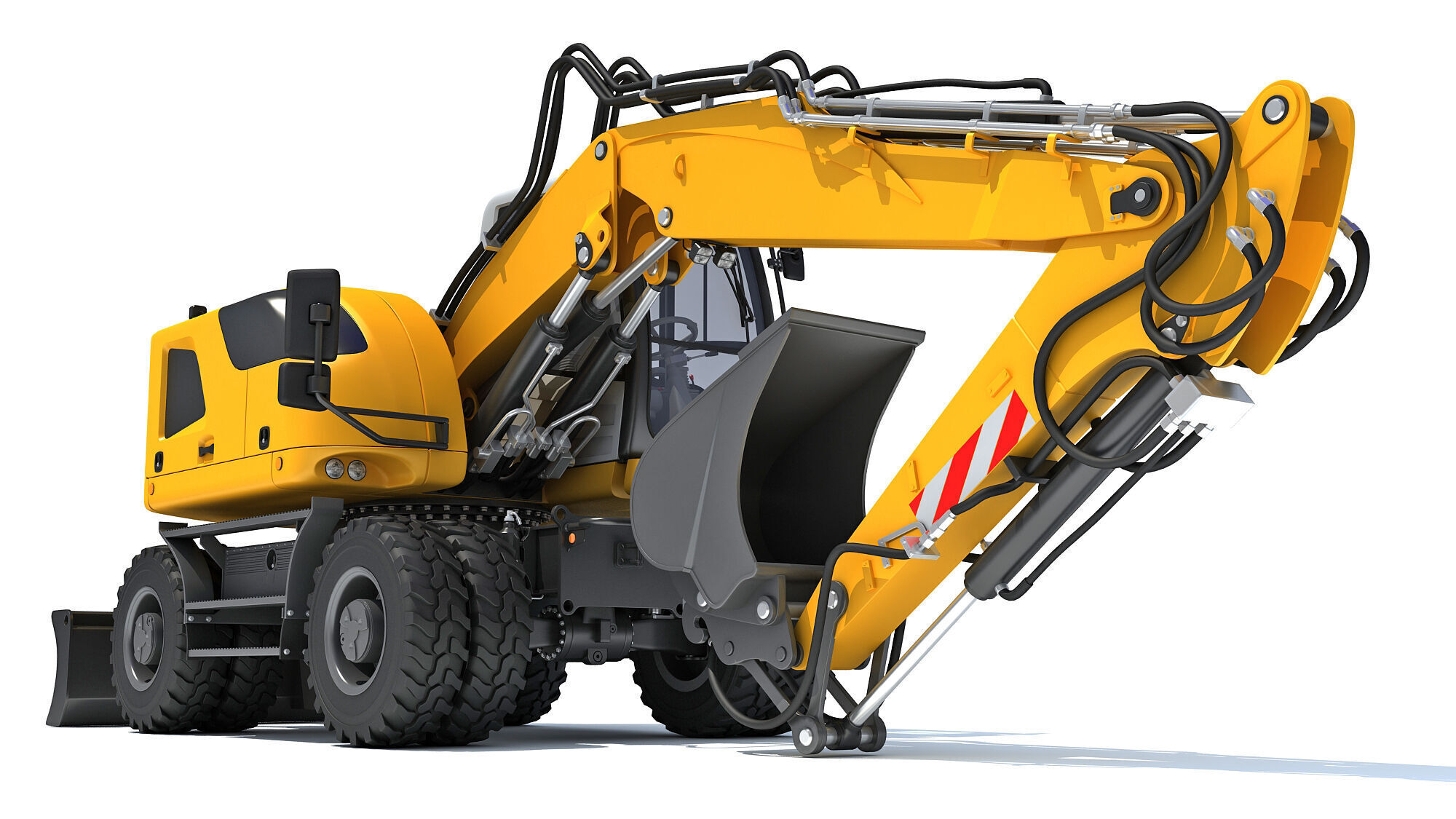Construction Wheeled Excavator 3D model_8