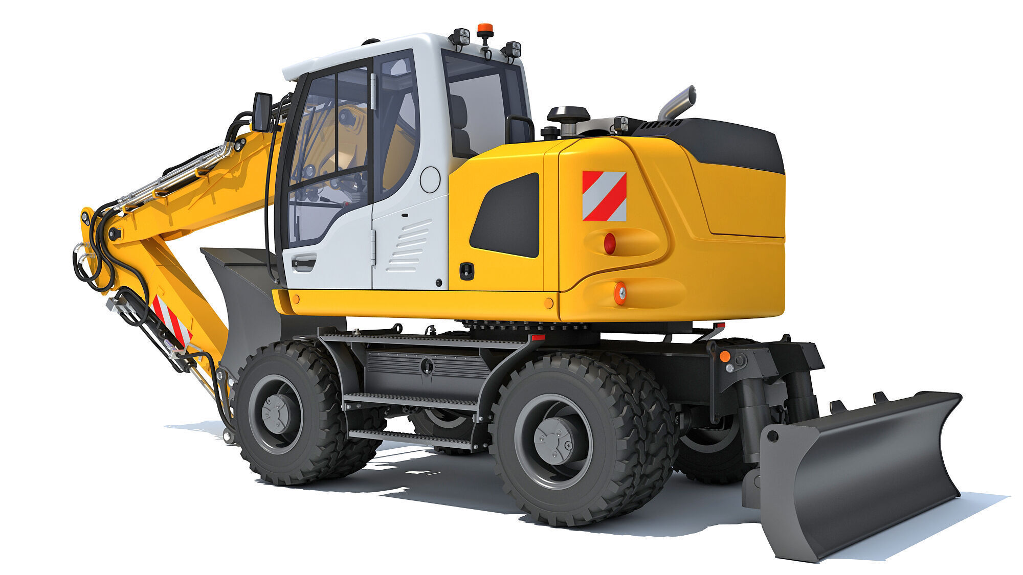 Construction Wheeled Excavator 3D model_2