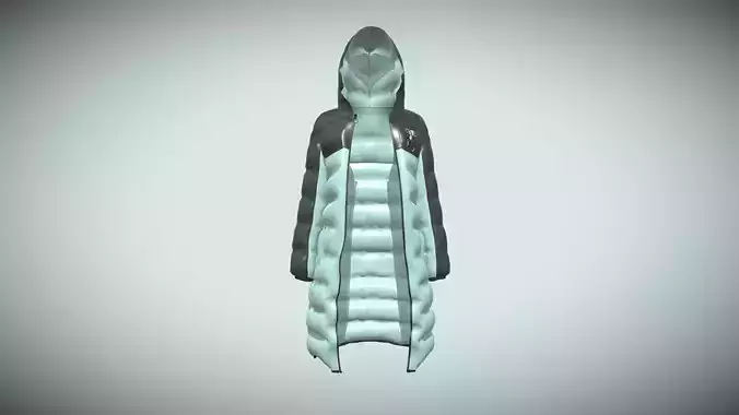 Girls Puffect Long Line Puffer Hoodie In Low Poly