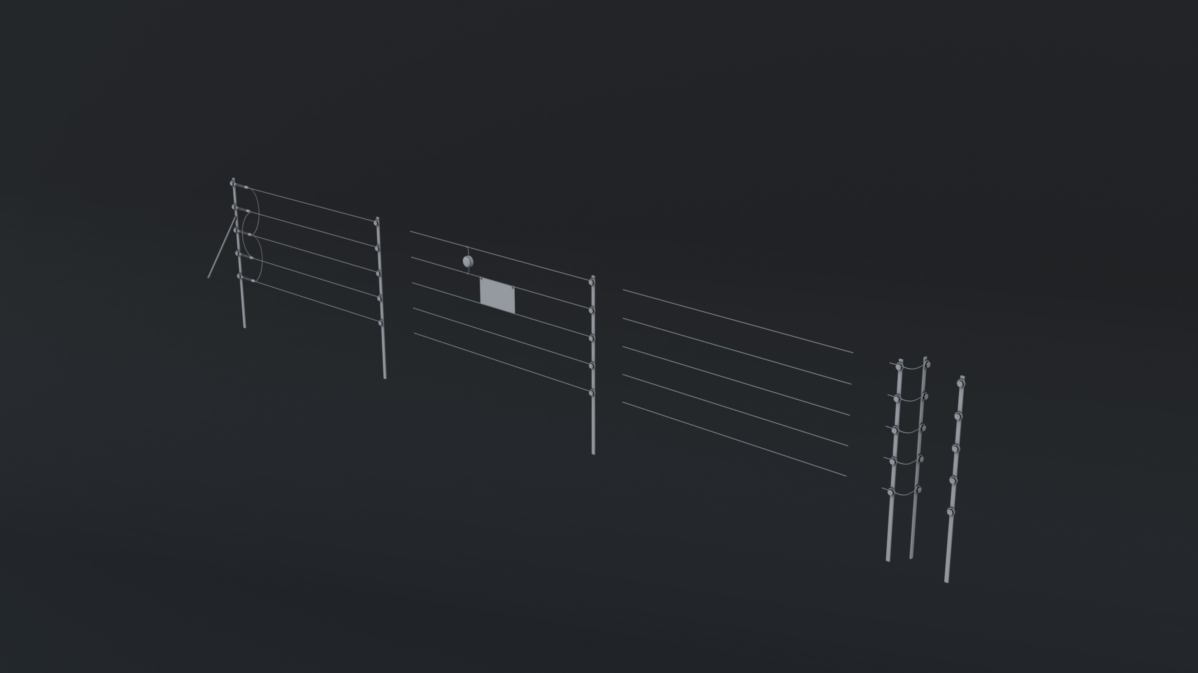 Modular Electric Fence Low-poly 3D model_3