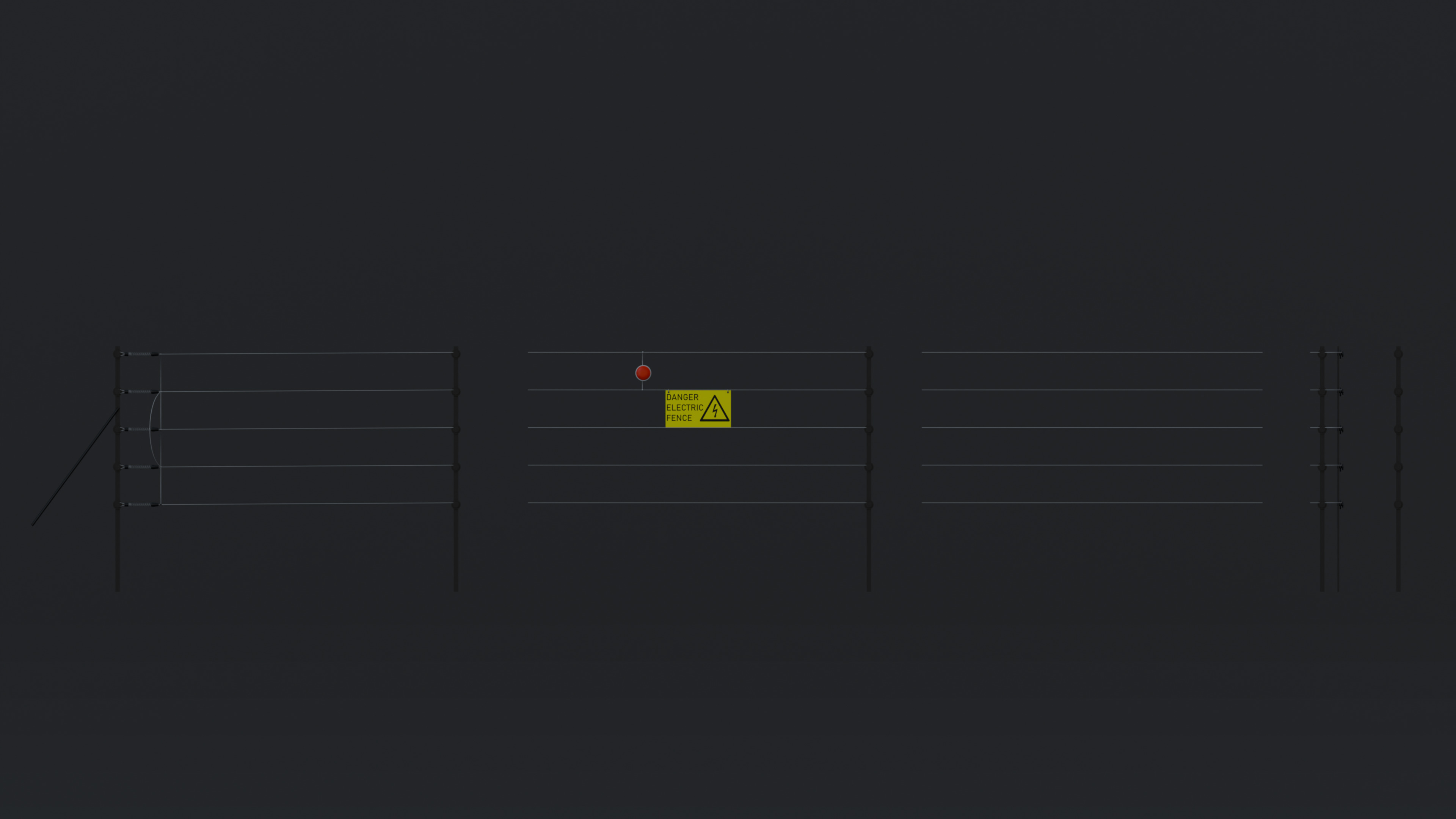 Modular Electric Fence Low-poly 3D model_1