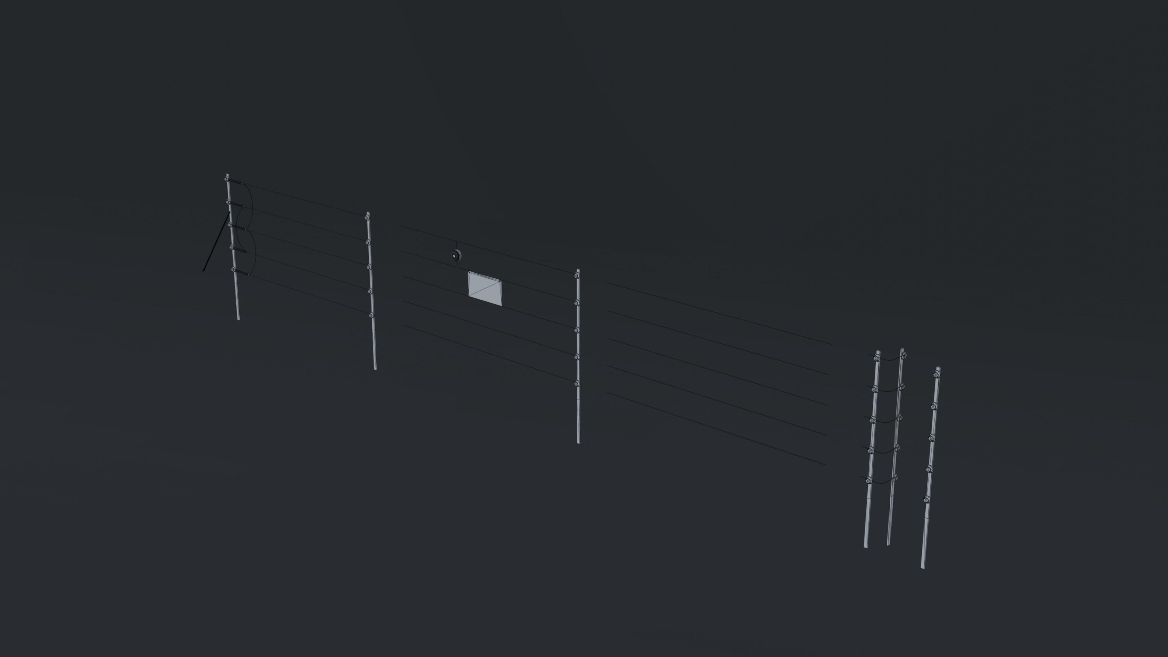Modular Electric Fence Low-poly 3D model_4