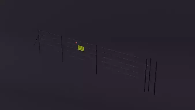 Modular Electric Fence Low-poly 3D model