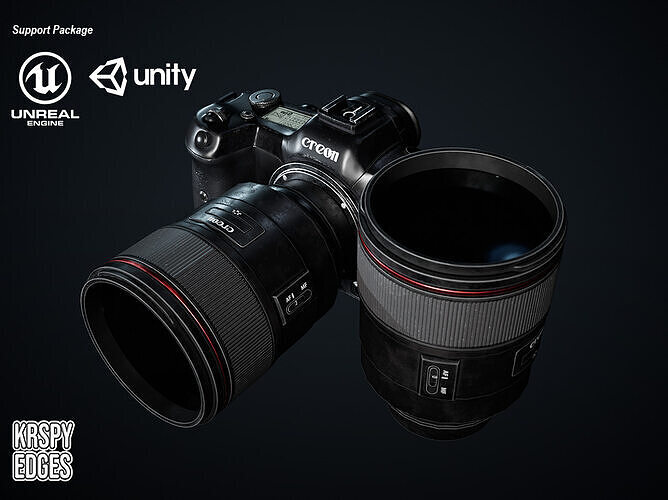 Used DSLR Camera Game Ready Assets Low-poly 3D model