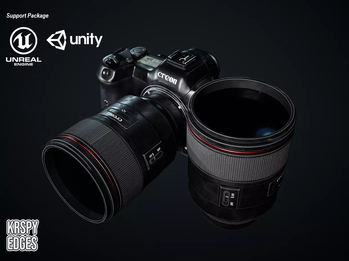 Used DSLR Camera Game Ready Assets Low-poly 3D model_0