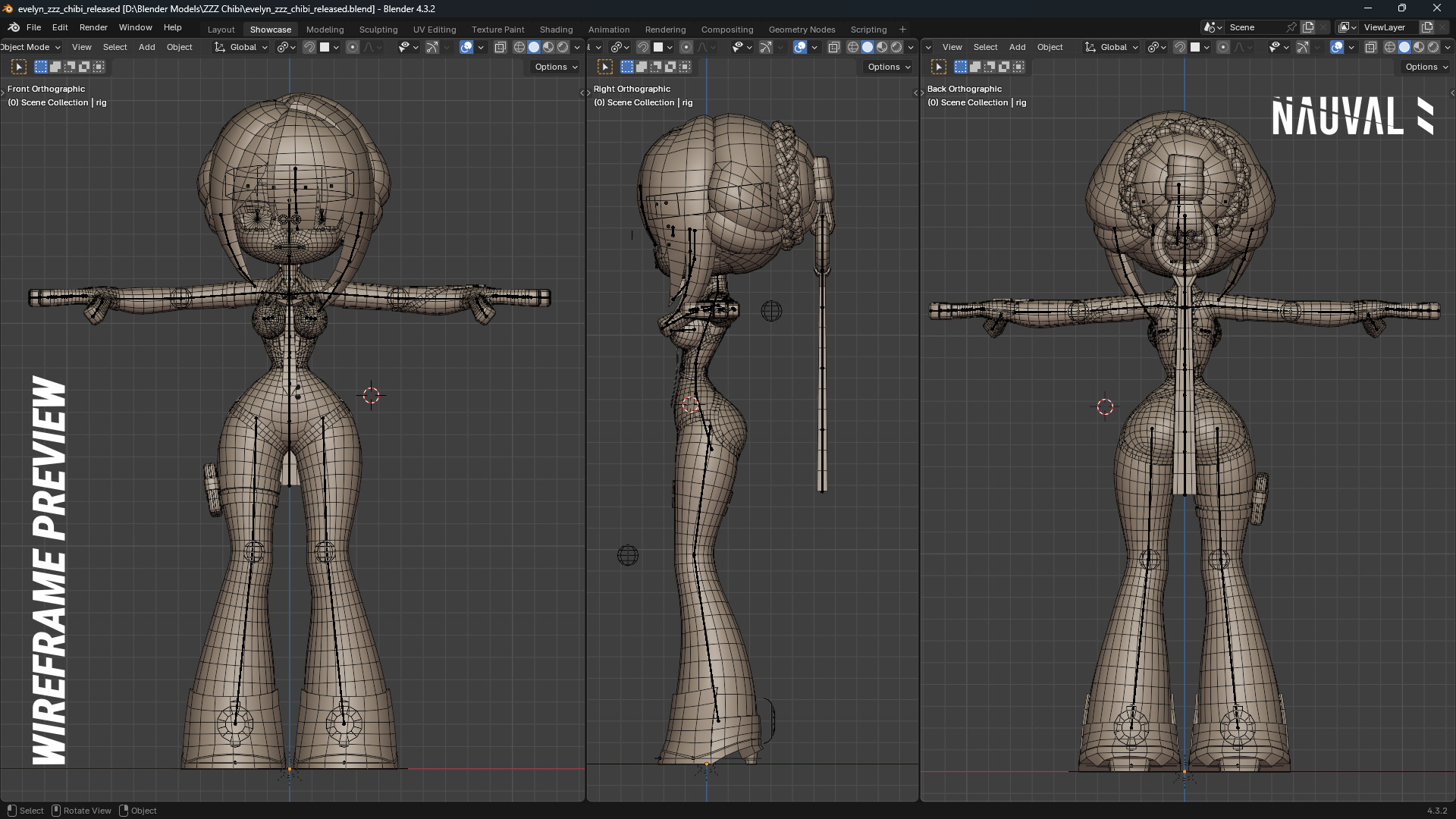 Evelyn from Zenless Zone Zero - Fully Rigged Anime Chibi Blender Low-poly 3D model_4
