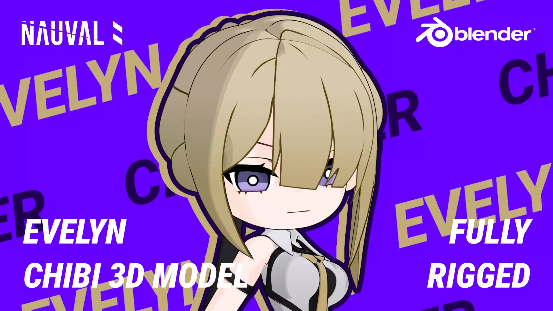 Evelyn from Zenless Zone Zero - Fully Rigged Anime Chibi Blender Low-poly 3D model_0