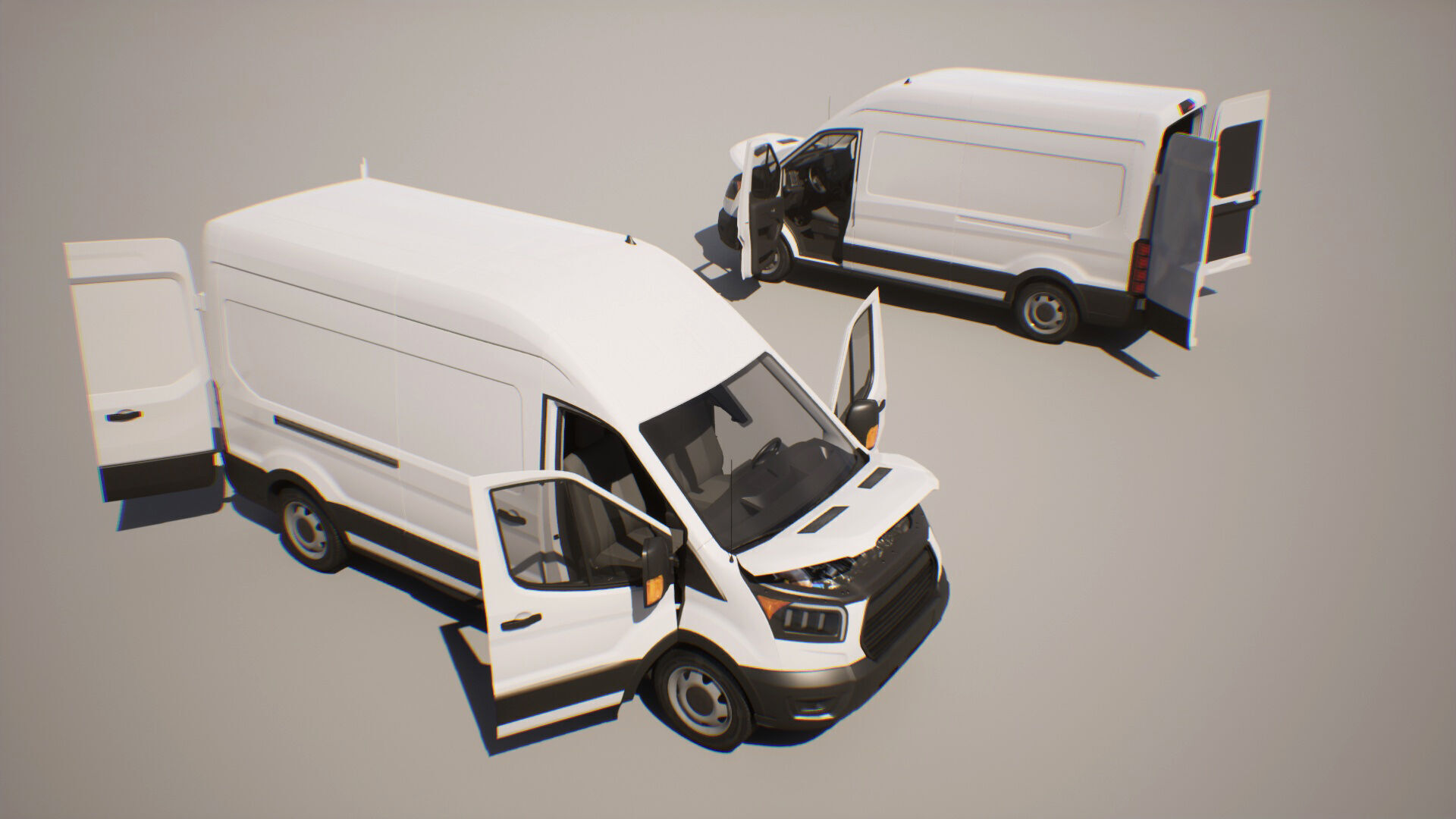 Cargo Van - Transit - Game Ready Vehicle Low-poly 3D model_6