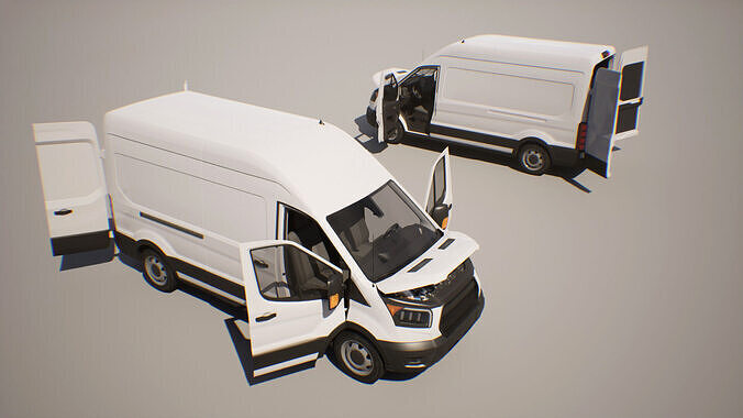 Cargo Van - Transit - Game Ready Vehicle Low-poly 3D model 6