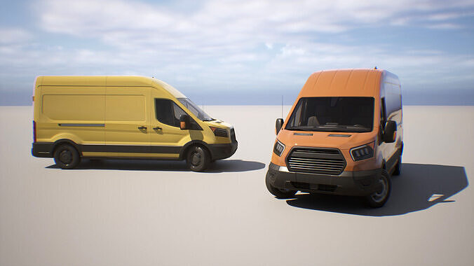 Cargo Van - Transit - Game Ready Vehicle Low-poly 3D model 2