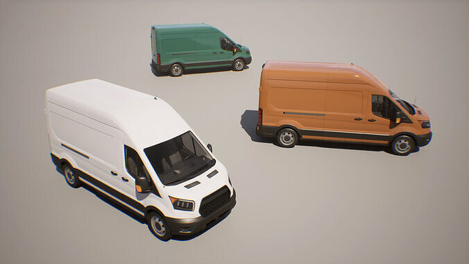 Cargo Van - Transit - Game Ready Vehicle Low-poly 3D model 4