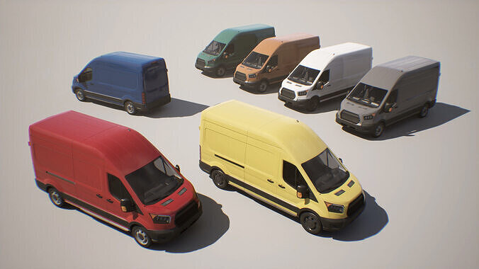 Cargo Van - Transit - Game Ready Vehicle Low-poly 3D model 5