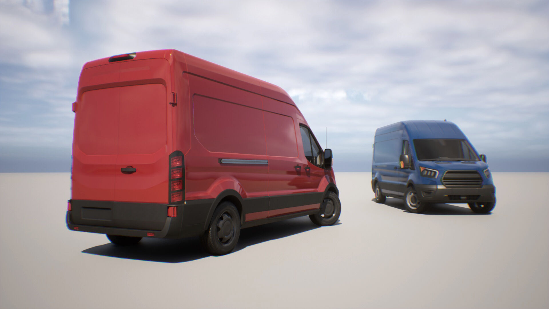 Cargo Van - Transit - Game Ready Vehicle Low-poly 3D model_3