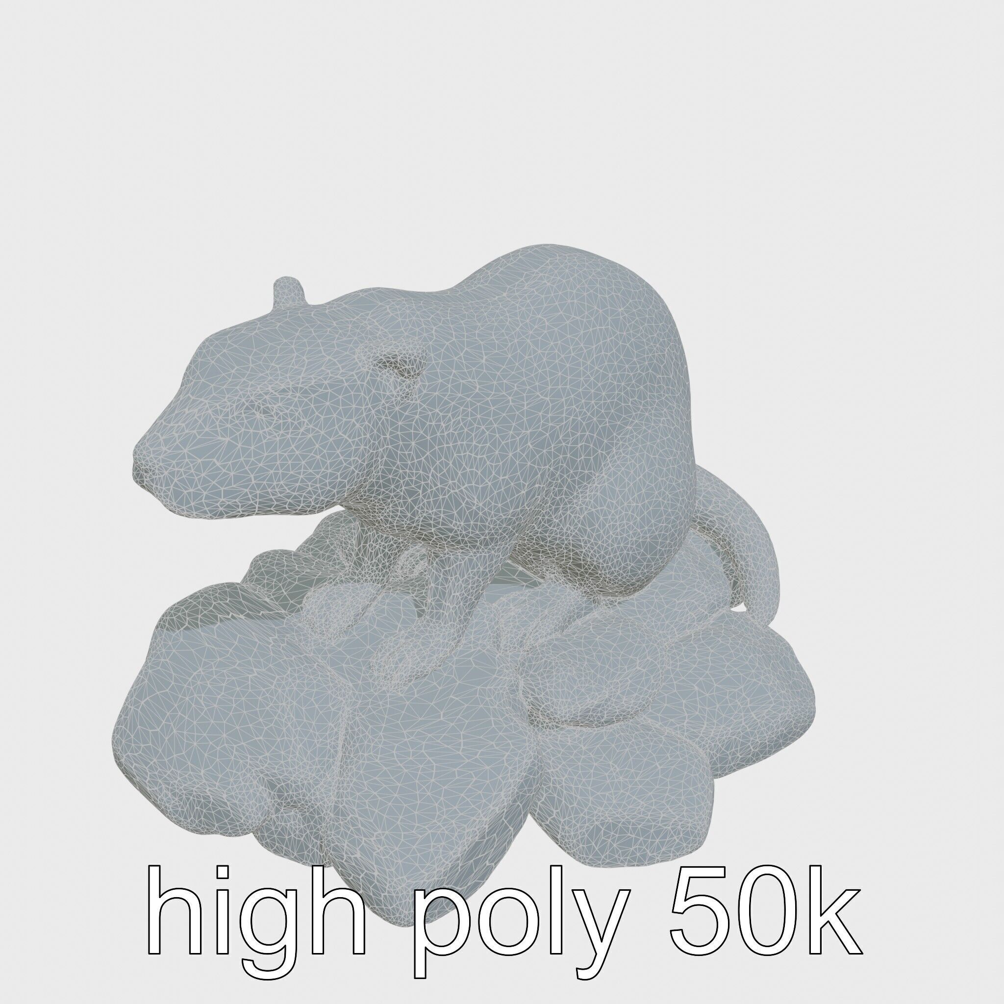 Nutria River Stone Sculpture with Realistic Fur Textures Low-poly 3D model_30